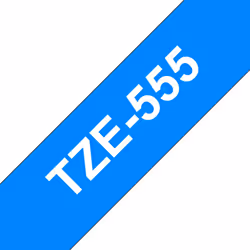 Brother TZE-555, Blanc sur bleu, TZe, Transfert thermique, Brother, PT-2430PC, PT-2700, PT-2730, PT-9600, PT-9700PC, PT-9800P ...