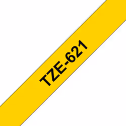 Brother TZe-621 - Cassette à ruban pour étiqueteuse originale – Noir sur jaune, 9 mm de large, 9 mm, 8 m, 17 mm, 68 mm, 100 m ...