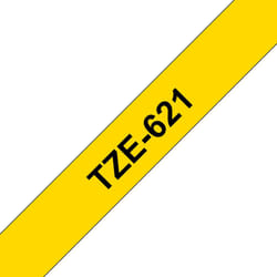 Brother TZe-621 - Cassette à ruban pour étiqueteuse originale – Noir sur jaune, 9 mm de large