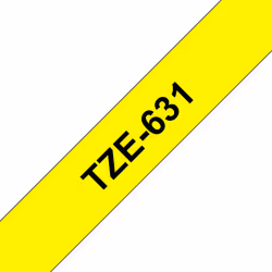 Brother TZE-631, Noir sur jaune, TZe, Brother, 1,2 cm, 8 m, 17 mm