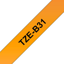 Brother TZe-B31 - Cassette à ruban pour étiqueteuse originale – Orange fluorescent, 12 mm de large