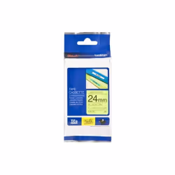 Brother TZe-C51 - Cassette à ruban pour étiqueteuse originale – Jaune fluorescent, 24 mm de large, Noir sur fond jaune fluore ...