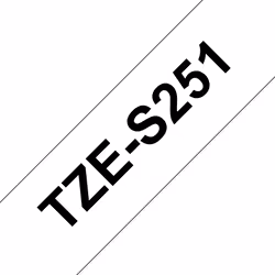 Brother TZE-S251, Noir sur blanc, TZ, Noir, Blanc, Transfert thermique, Brother, PT-1400, PT-1500, PT-1500PC, PT-1600, PT-190 ...