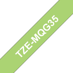 Brother TZe-MQG35 - Cassette à ruban pour étiqueteuse originale – Blanc sur vert citron, 12 mm de large