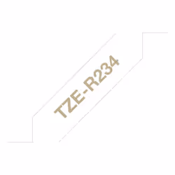 Brother TZe-R234 - Cassette à ruban tissu originale – Or sur blanc, 12 mm de large, Doré sur blanc, Étiquette en continu, TZe ...
