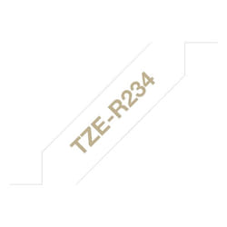 Brother TZe-R234 - Cassette à ruban tissu originale – Or sur blanc, 12 mm de large
