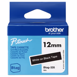 Brother BTAG-335 ruban d'étiquette Blanc sur noir