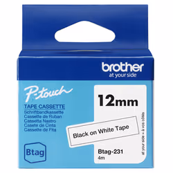 Brother BTAG-231 ruban d'étiquette Noir sur blanc
