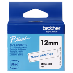 Brother BTAG-233 ruban d'étiquette Bleu sur blanc