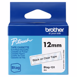 Brother BTAG-131 ruban d'étiquette Noir sur transparent