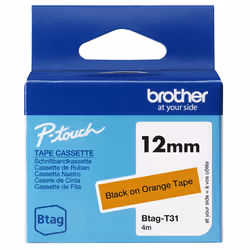 Brother BTAG-T31 ruban d'étiquette Noir sur orange