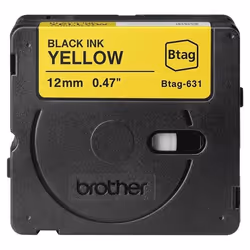 Brother BTAG-631, Noir sur jaune, Brother, P-touch PT-N10, PT-N20, PT-N25BT, 1,2 cm, 4 m, 1 pièce(s)