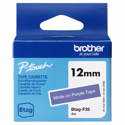 Brother BTAG-F35 ruban d'étiquette Blanc sur fond violet