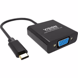 Vision TC-USBCVGA/BL, USB Type-C, VGA (D-Sub), Mâle, Femelle, Droit, Droit