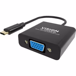 Vision TC-USBCVGA/BL câble vidéo et adaptateur USB Type-C VGA (D-Sub) Noir