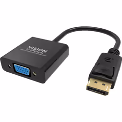 Vision TC-DPVGA/BL, DisplayPort, VGA (D-Sub), Mâle, Femelle, Droit, Droit