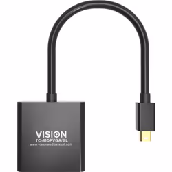 Vision TC-MDPVGA/BL, Mini DisplayPort, VGA (D-Sub), Mâle, Femelle, Droit, Droit