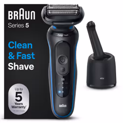 Braun Series 5 52-B7000cc, Rasoir à grille, Noir, EasyClean, Boutons, LED, Batterie