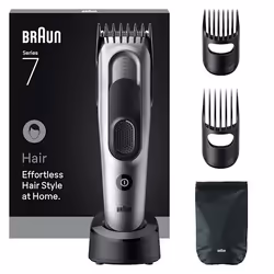 Braun HC7590, Noir, Argent, 3 mm, 3,5 cm, 50 min, Batterie intégré, 1 h