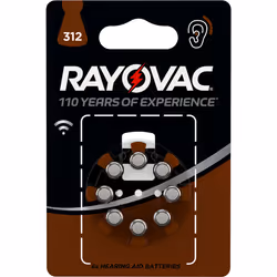 Rayovac 04607 745 418, Batterie à usage unique, 312, PR41, Zinc-Air, 1,45 V, 8 pièce(s), Métallique