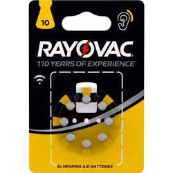 Rayovac 04610 745 418, Batterie à usage unique, 10, PR70, Zinc-Air, 1,45 V, 8 pièce(s), Métallique