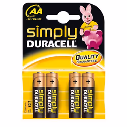 Goobay LR6 4-BL Duracell Simply, Batterie à usage unique, AA, Alcaline, 1,5 V, 4 pièce(s), Noir, Or