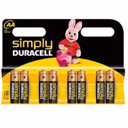 Duracell Simply, Batterie à usage unique, AA, Alcaline, 1,5 V, 8 pièce(s), Noir, Or