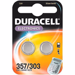 Duracell 357/303, Batterie à usage unique, Argent-Oxide (S), 1,5 V, 2 pièce(s), Acier inoxydable, Pile bouton