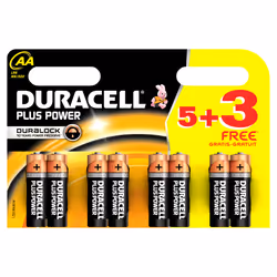 Duracell Plus Power, Batterie à usage unique, AA, Alcaline, 1,5 V, 8 pièce(s), Cylindrique