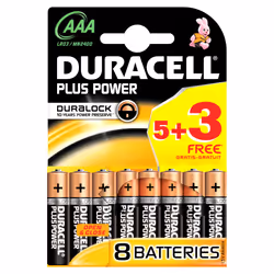 Duracell Plus Power, Batterie à usage unique, AAA, Alcaline, 1,5 V, 8 pièce(s), Cylindrique
