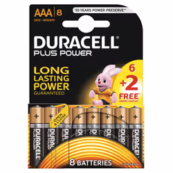 Duracell Plus Power, Batterie à usage unique, AAA, Alcaline, 1,5 V, 8 pièce(s), Noir, Or