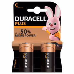 Duracell Plus C 2 pcs, Batterie à usage unique, C, Alcaline, 1,5 V, 2 pièce(s), Noir, Or