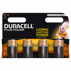 Duracell C Plus Power (4pcs), Batterie à usage unique, C, Alcaline, 1,5 V, 4 pièce(s), Noir, Orange