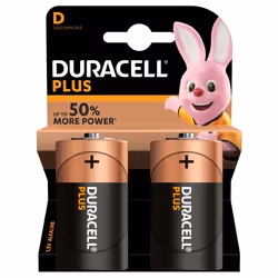 Duracell Plus D 2 pcs, Batterie à usage unique, D, Alcaline, 2 pièce(s), Noir, Or, 91 mm