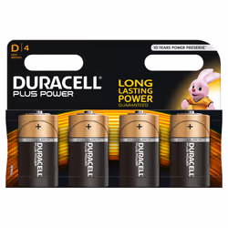 Duracell Plus Power, Batterie à usage unique, D, Alcaline, 1,5 V, 4 pièce(s), Noir, Orange