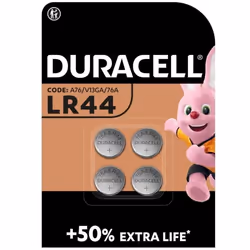 Piles boutons alcalines Duracell spéciales LR44 15V lot de 4 (76A / A76 / V13GA)