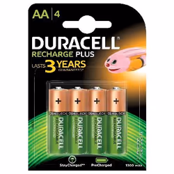Duracell 4 LR06 1300mAh, Batterie rechargeable, Hybrides nickel-métal (NiMH), 1,2 V, 4 pièce(s), 1300 mAh, Multicolore
