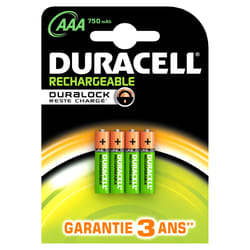 Duracell 4 AAA 750mAh Batterie rechargeable Hybrides nickel-métal (NiMH)