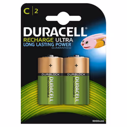 Duracell Ultra C, Batterie rechargeable, C, Hybrides nickel-métal (NiMH), 1,2 V, 2 pièce(s), 2200 mAh