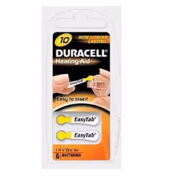 Duracell DA10 ACUSTICA, Batterie à usage unique, Zinc-Air, 1,4 V, 6 pièce(s), Métallique, Jaune, Pile bouton