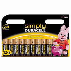 Duracell Simply, Batterie à usage unique, AA, Alcaline, 1,5 V, 12 pièce(s), Noir, Or