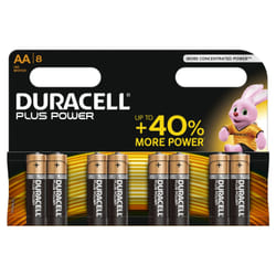 Duracell Piles Plus Power, Alkaline, 8 x AA