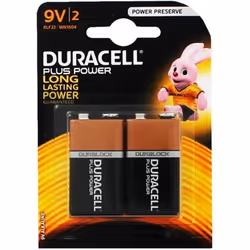 Duracell 2x 9V, Batterie à usage unique, 9V, Alcaline, 9 V, 2 pièce(s), 84 mm