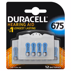 Duracell Piles auditives 675, 12 pcs, Batterie à usage unique, PR44, Zinc-Air, 1,45 V, 12 pièce(s), Hg (mercure)