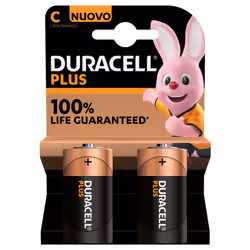 Duracell Plus 100 C, Batterie à usage unique, C, Alcaline, 1,5 V, 2 pièce(s), Multicolore