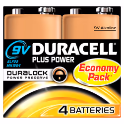 Duracell Plus Power, Batterie à usage unique, 9V, Alcaline, 9 V, 4 pièce(s), Noir, Cuivre