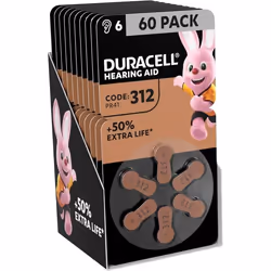 Duracell Piles pour appareils auditifs taille 312 lot de 60