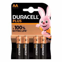 Duracell Plus, Batterie à usage unique, AA, Alcaline, 1,5 V, 4 pièce(s), Noir, Or
