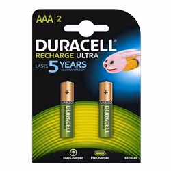 Duracell 203815, Batterie rechargeable, AAA, Hybrides nickel-métal (NiMH), 1,2 V, 2 pièce(s), 800 mAh