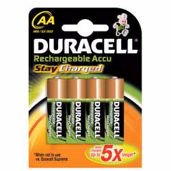 Duracell Stay Charged AA (4pcs), Batterie rechargeable, AA, Hybrides nickel-métal (NiMH), 4 pièce(s), 2000 mAh